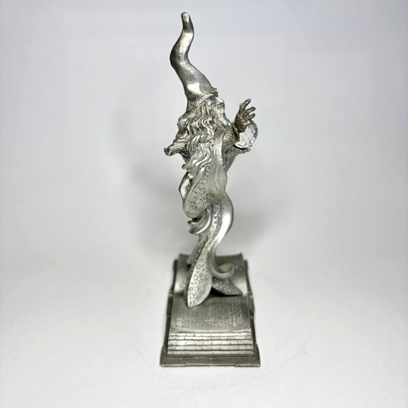 Book Wizard w/ Crystal Ball ,Spell Book Ray Lamb Perth Fine Pewter signed 1986 - Picture 2 of 11